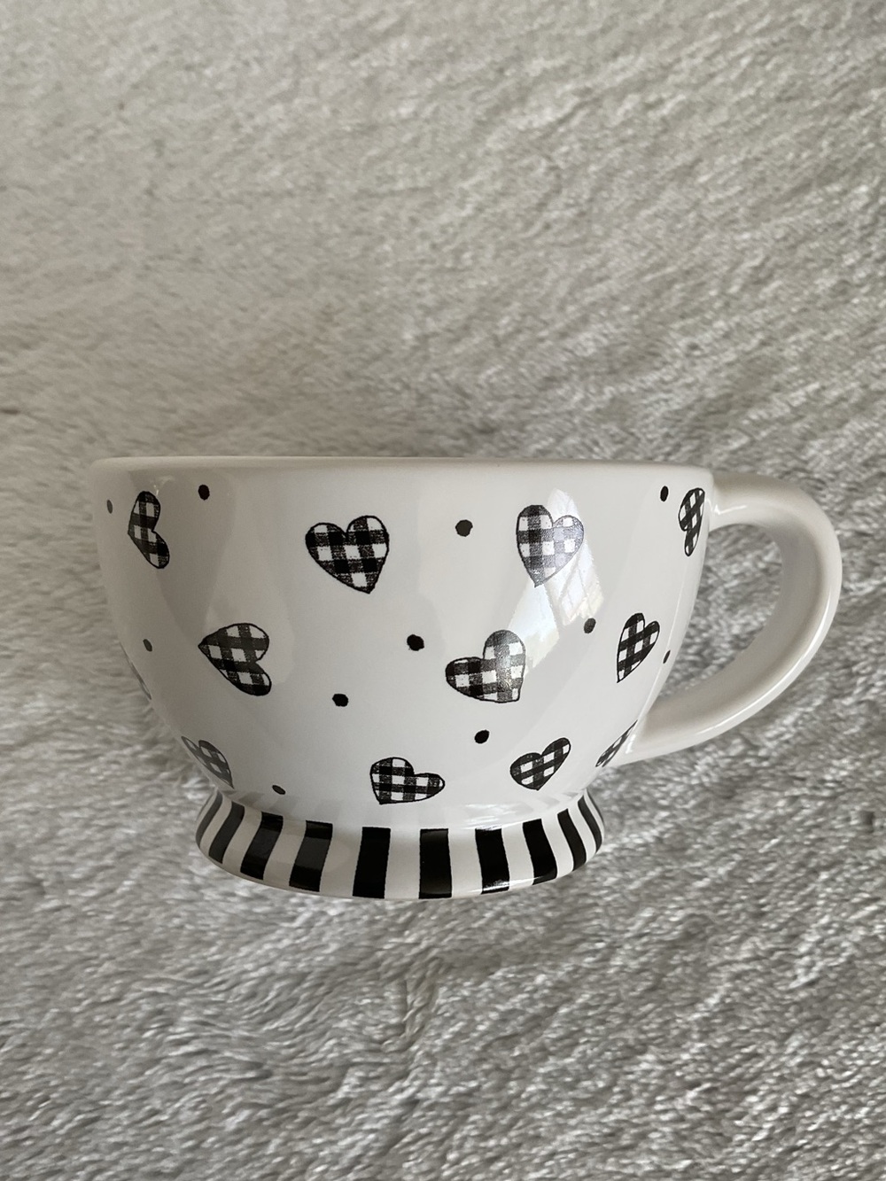 Vintage Enesco Children Of The Inner Light Mug Cup Black & White Hearts